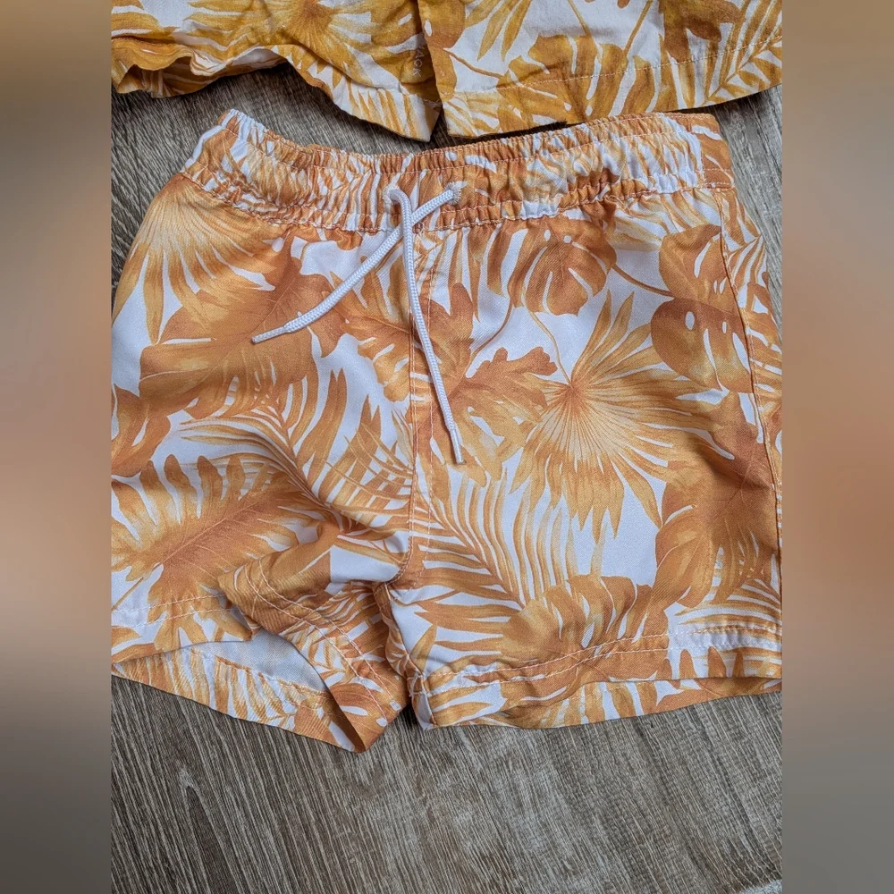 Janie And Jack The Palm Cabana Shirt And Swim Bottoms Size 18 - 24 Months